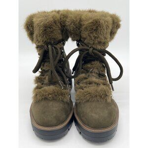 Esprit Size 6M "Kinsley" Faux Fur Lined Olive Green Winter Boots With Lace-Up Fr